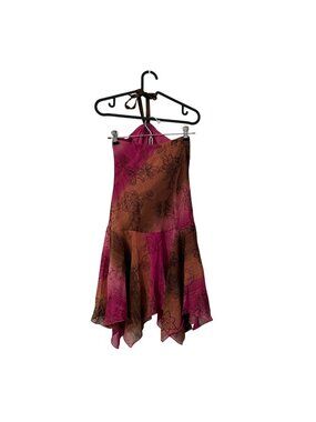Vintage Y2K She's The 1 Paisley Burgundy Halter Fairy Dress Womens Small